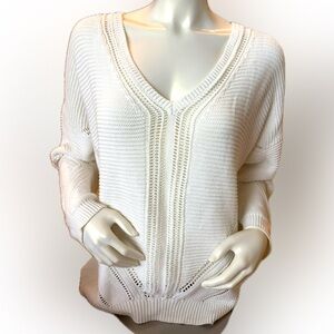 Women’s Dex white lightweight open knit sweater with open‎ back cutout - XL